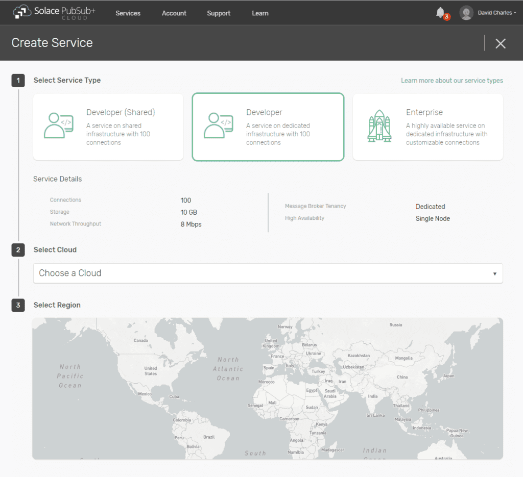 Enterprise Developer service - Solace PubSub+ Cloud