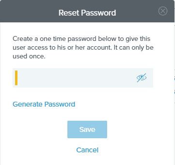 a screenshot of the reset password screen