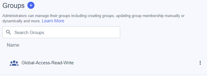 a screenshot of what is seen on the groups tab when it is selected after creating a new group