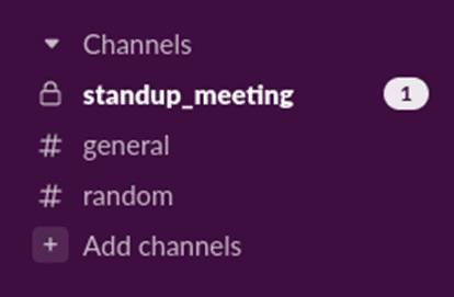Figure 20: User is added to the Slack channel for “standup_meeting” notifications