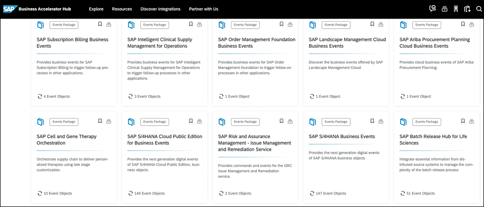 SAP Business Accelerator Hub for events
