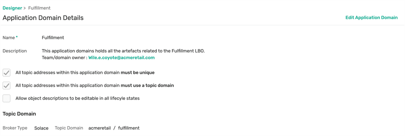 Standardized application domain definitions