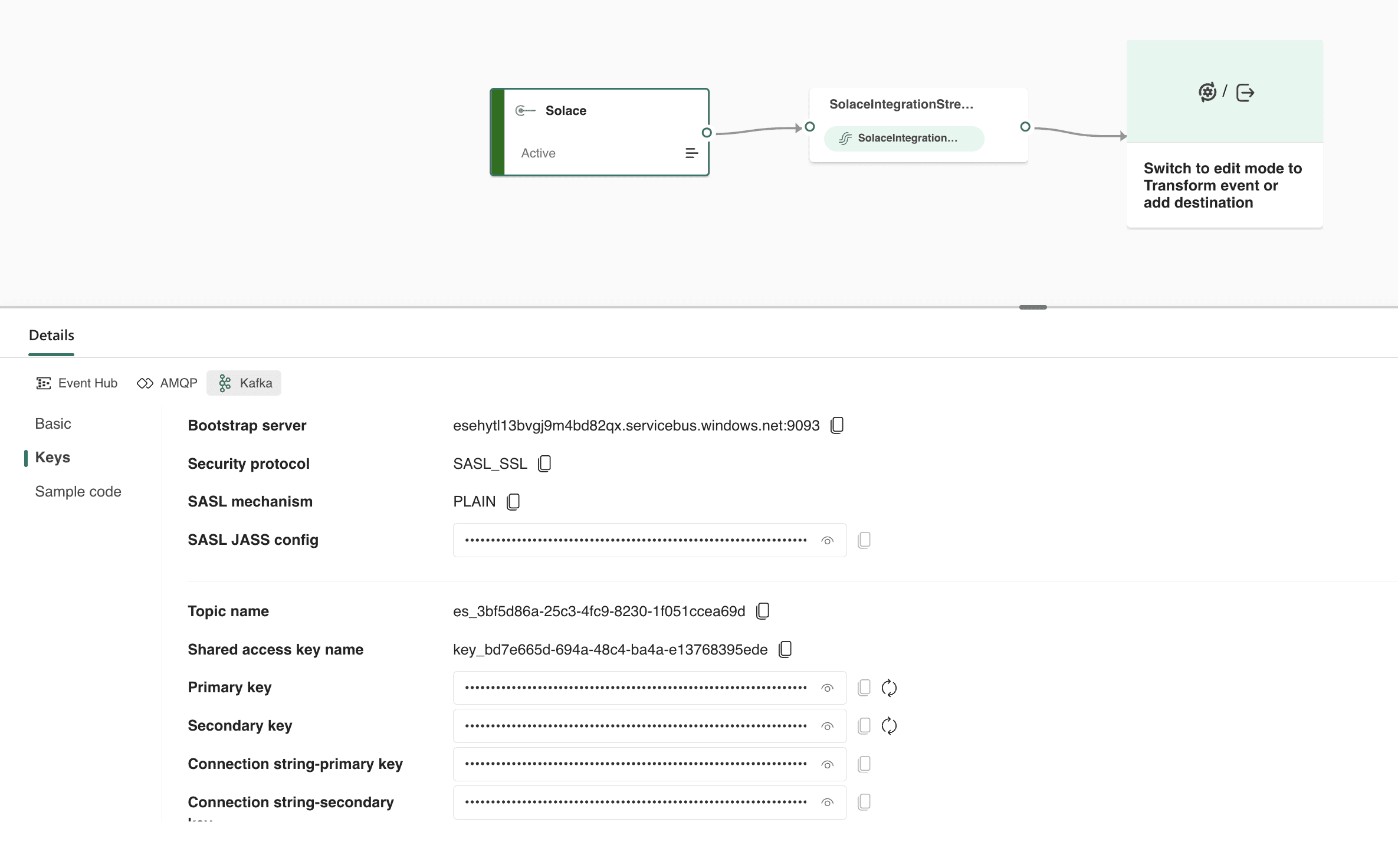 selecting Kafka from the menu