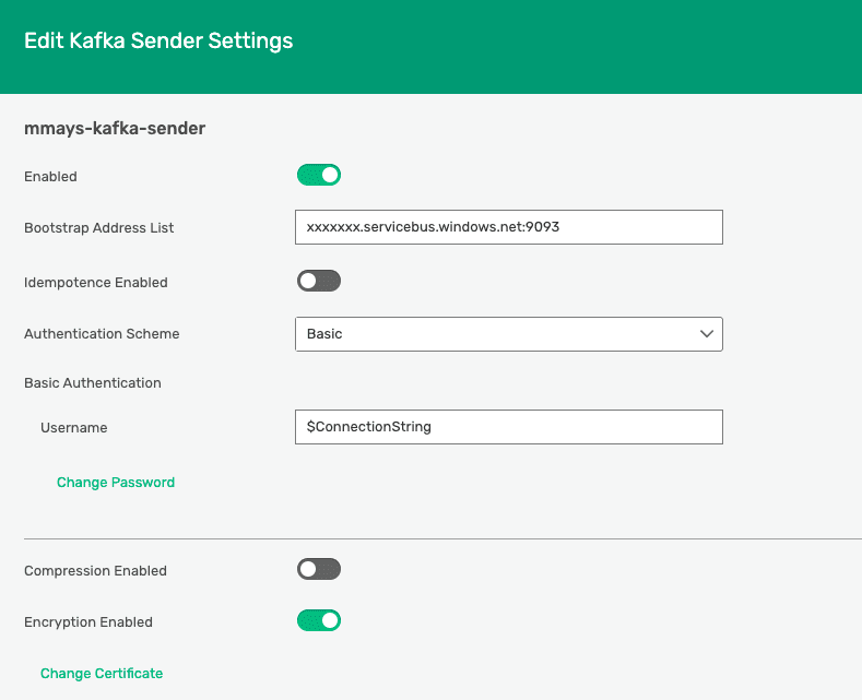 Set up Solace PubSub+ Kafka Bridge edit kafka settings