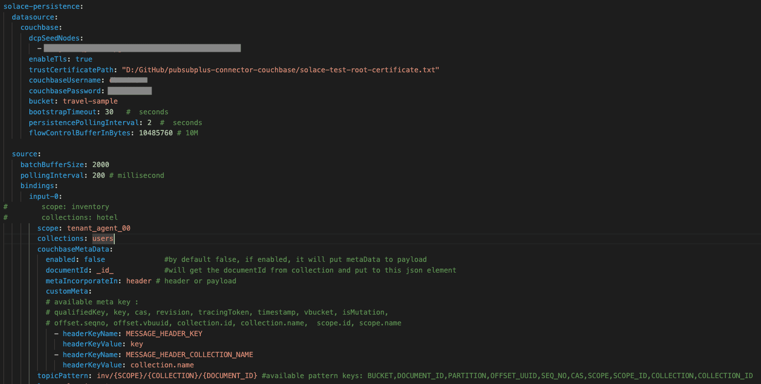 Solace Queue to Couchbase Bucket Mapping