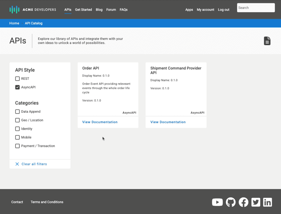 Async APIs in the Dev Portal