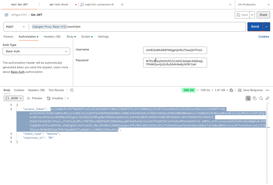 connect to the event API