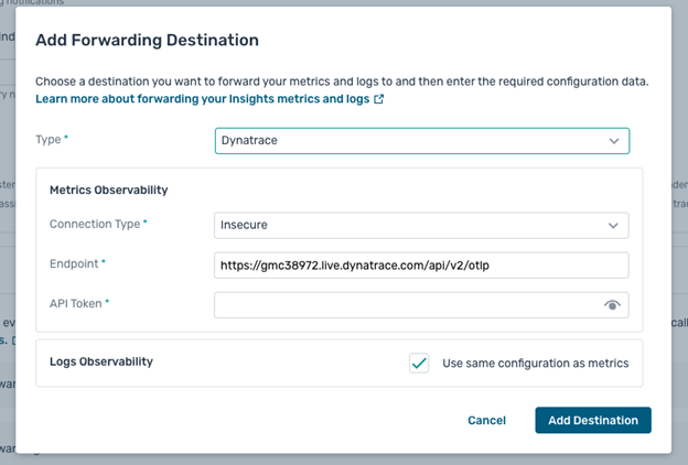forwarding destination details