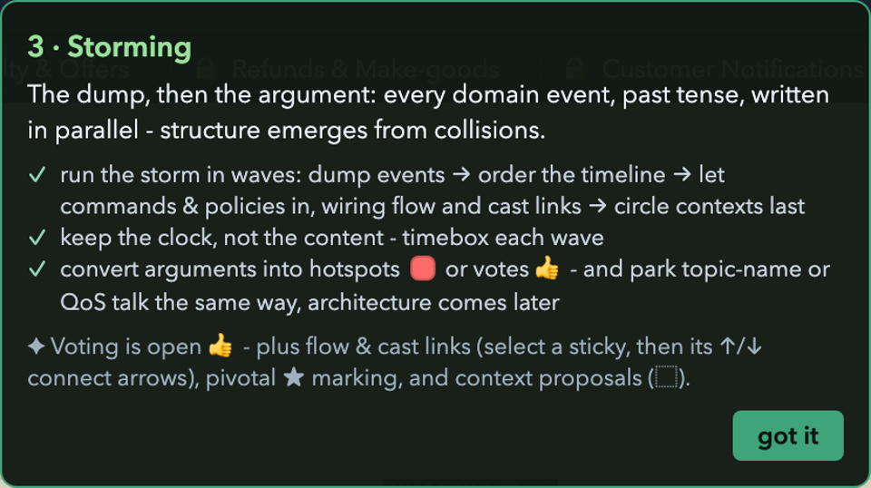 A phase briefing card orienting the room:
